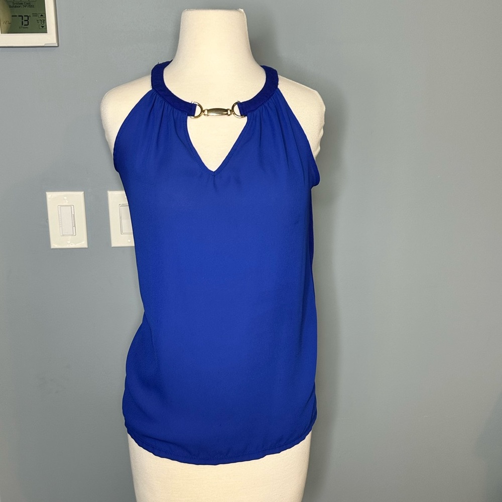 Inc. Cobalt Blue Halter with Gold Detail